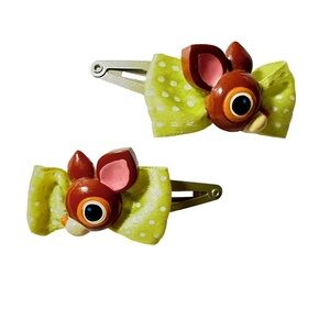 Vintage Deery-Lou Hair Clips Snap Barrettes y2k Sanrio Hello Kitty Deer Bow
